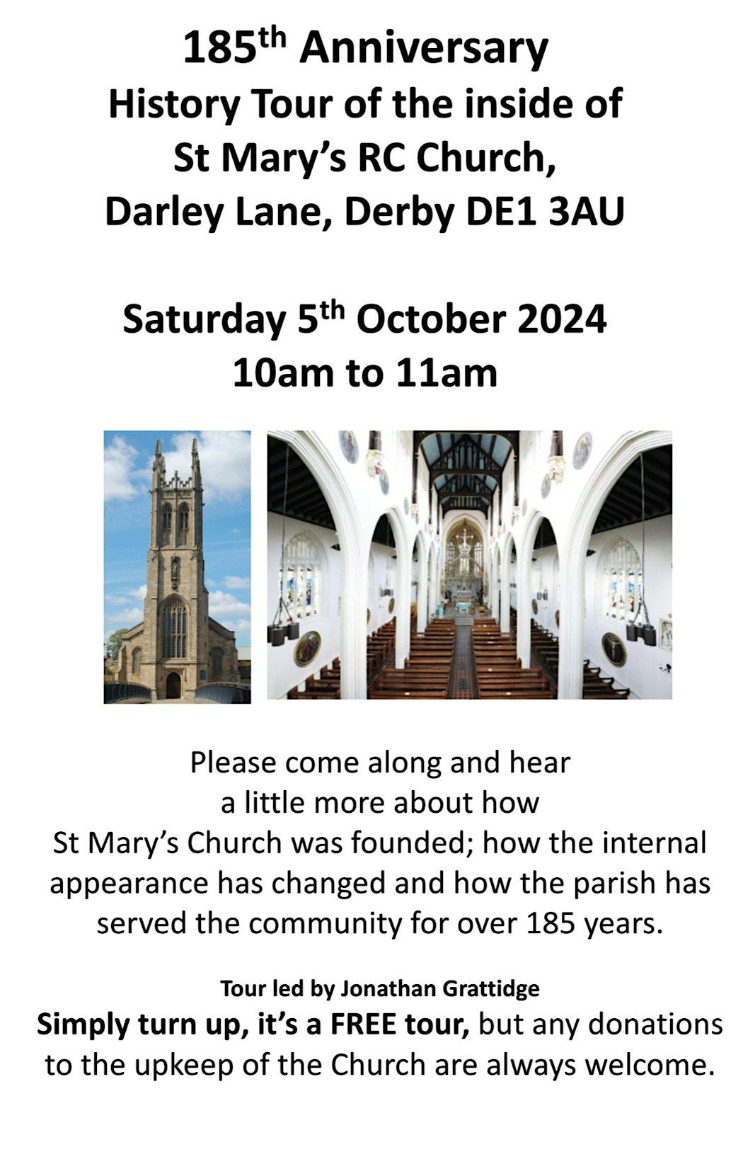 Guided History Tour of St Mary's RC Church, Derby