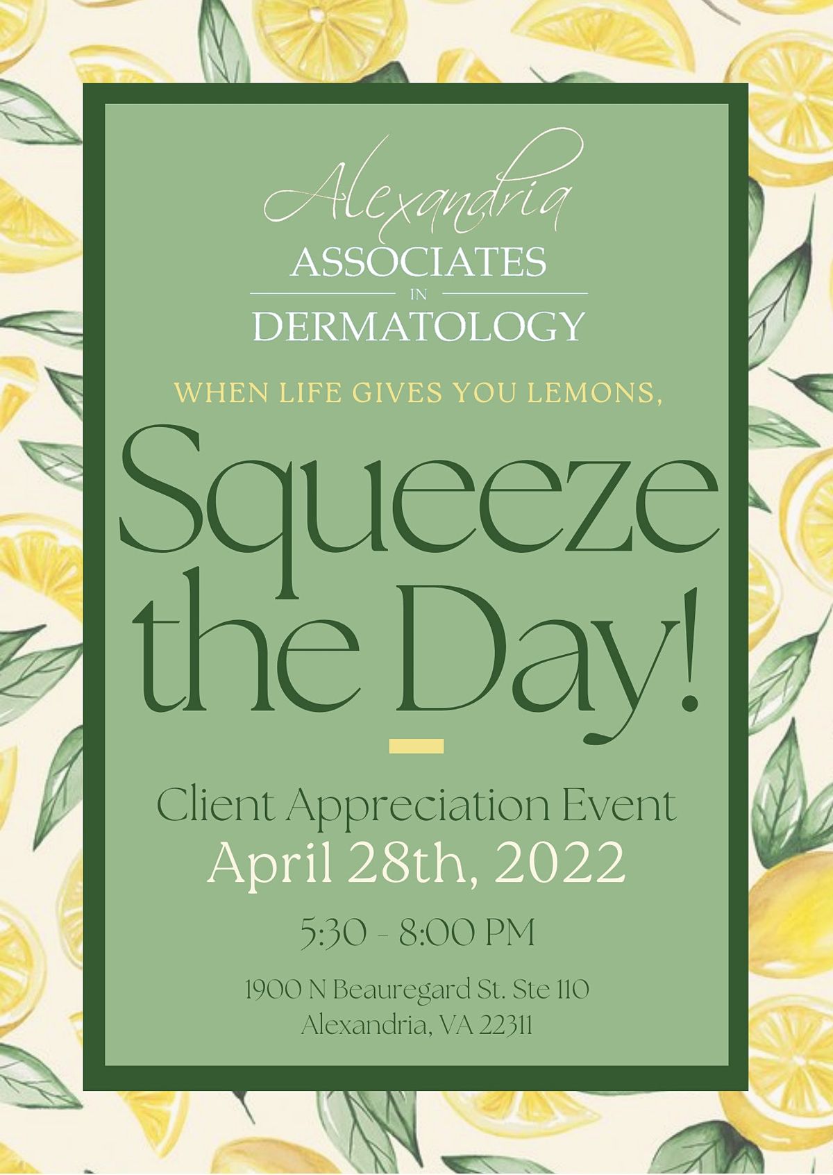 Squeeze The Day! Spring 2022 Client Appreciation Event