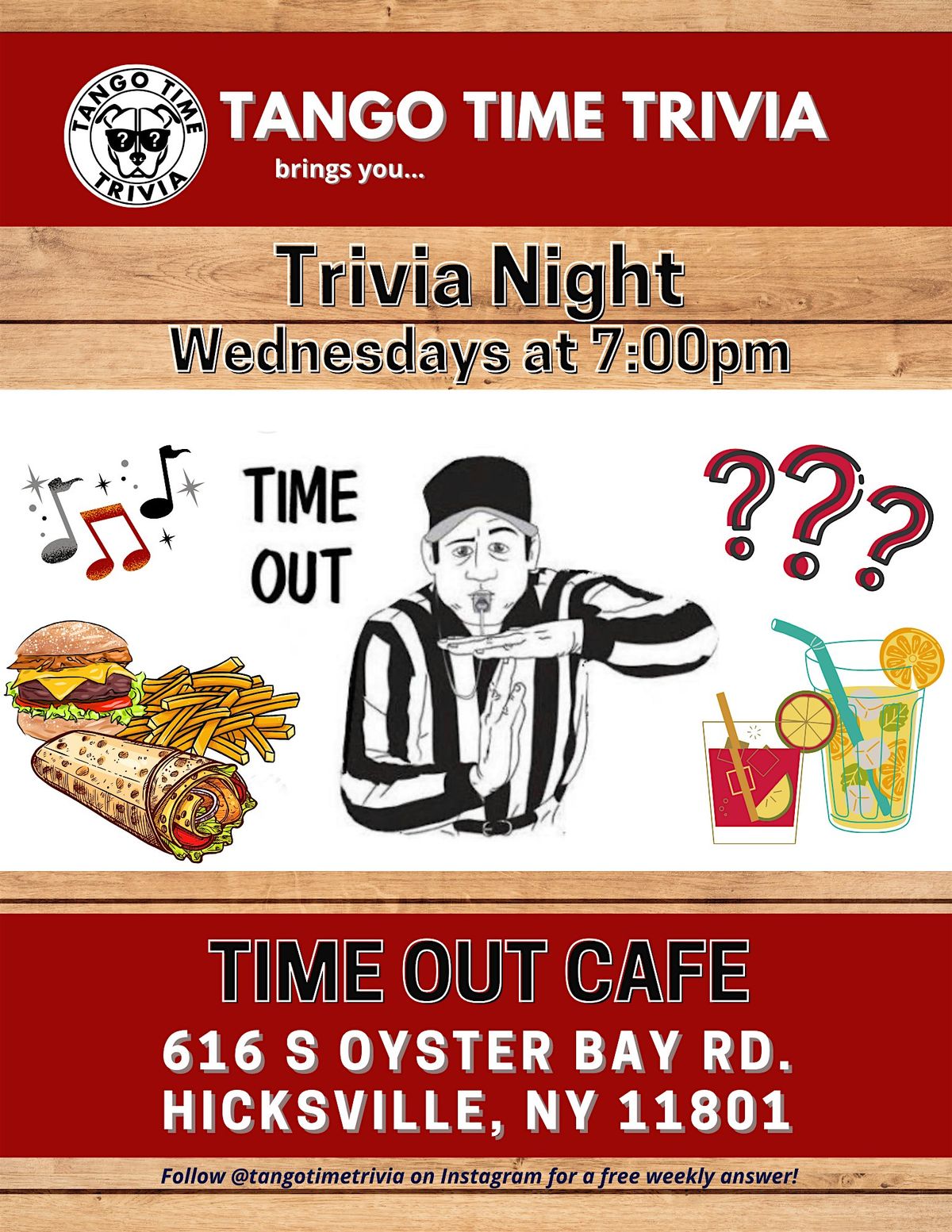 FREE Wednesday Trivia Show! At Time Out Sports Cafe in Hicksville!