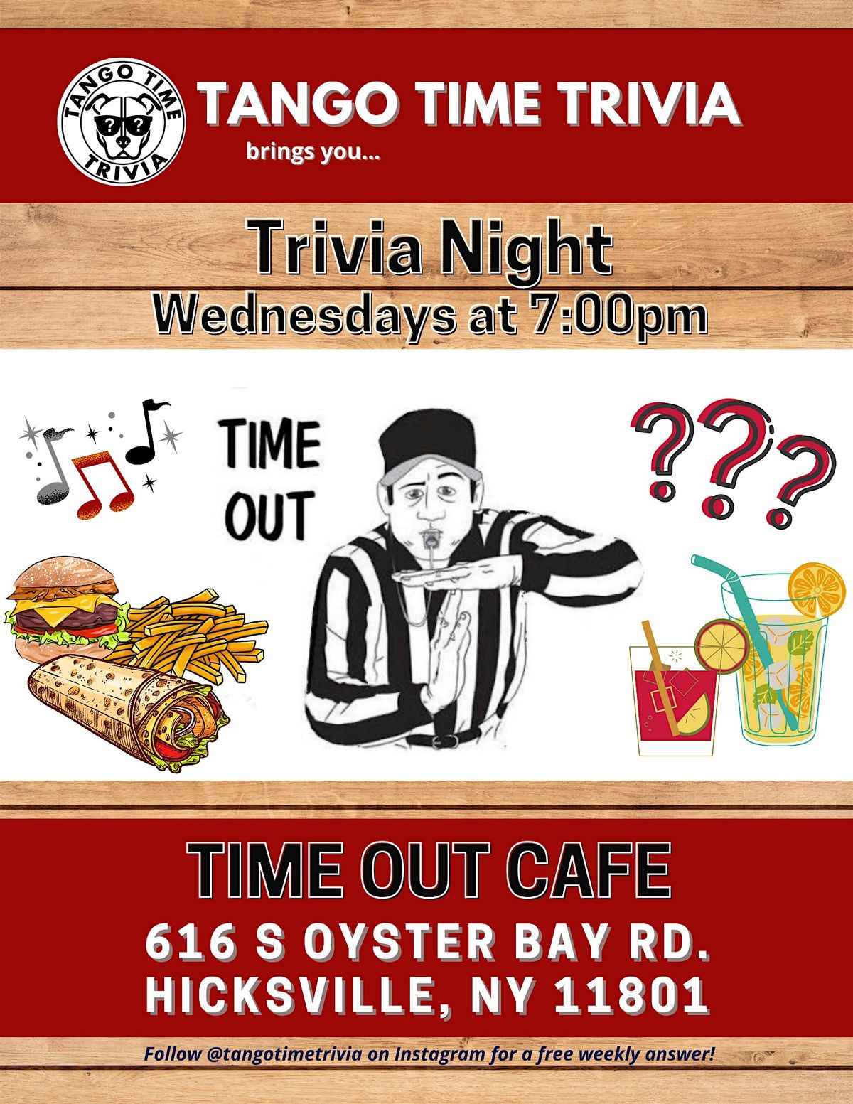 FREE Wednesday Trivia Show! At Time Out Sports Cafe in Hicksville!