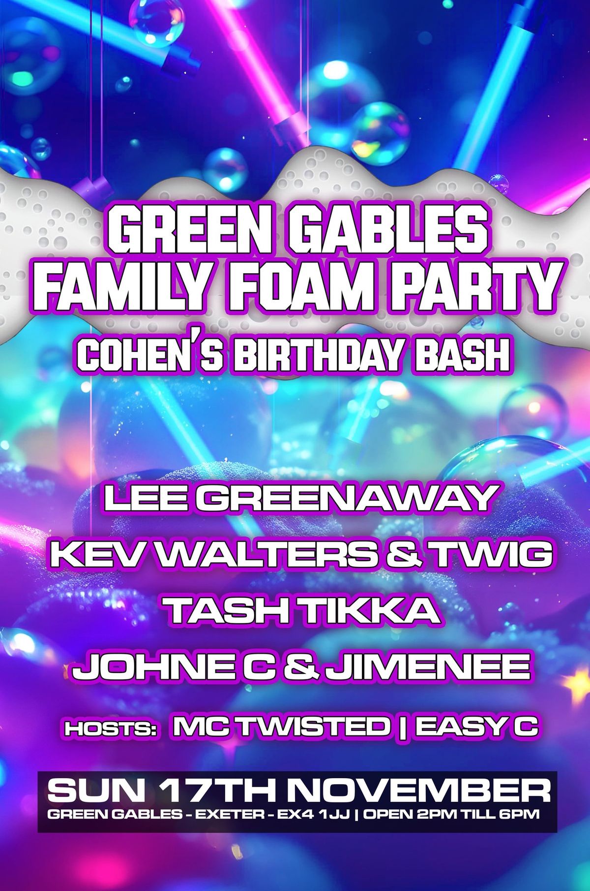 Green Gables Family Foam Party