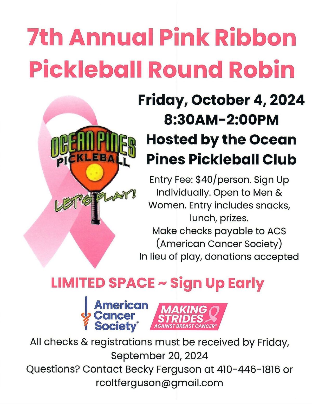 7th Annual Pink Ribbon Pickleball Round Robin