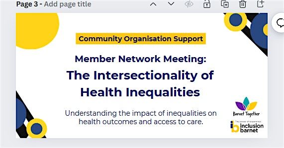Community Organisation Support Member Network Meeting: Health Inequalities