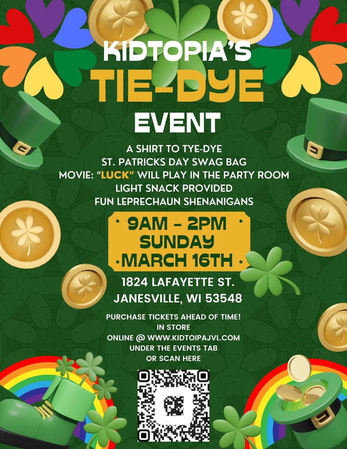 Kidtopia's St. Patrick's Tie-Dye Event