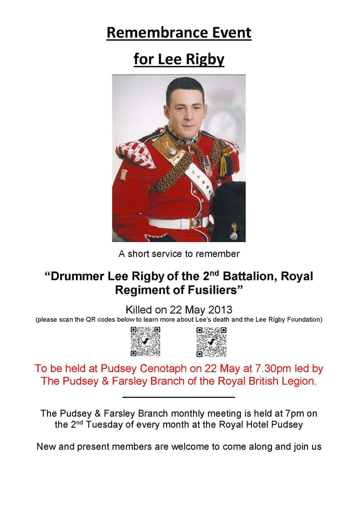 Remembrance Event for Lee Rigby