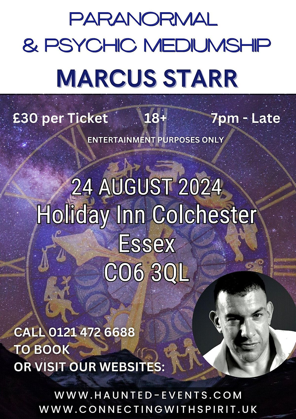 Paranormal & Mediumship with Celebrity Psychic Marcus Starr @ Colchester
