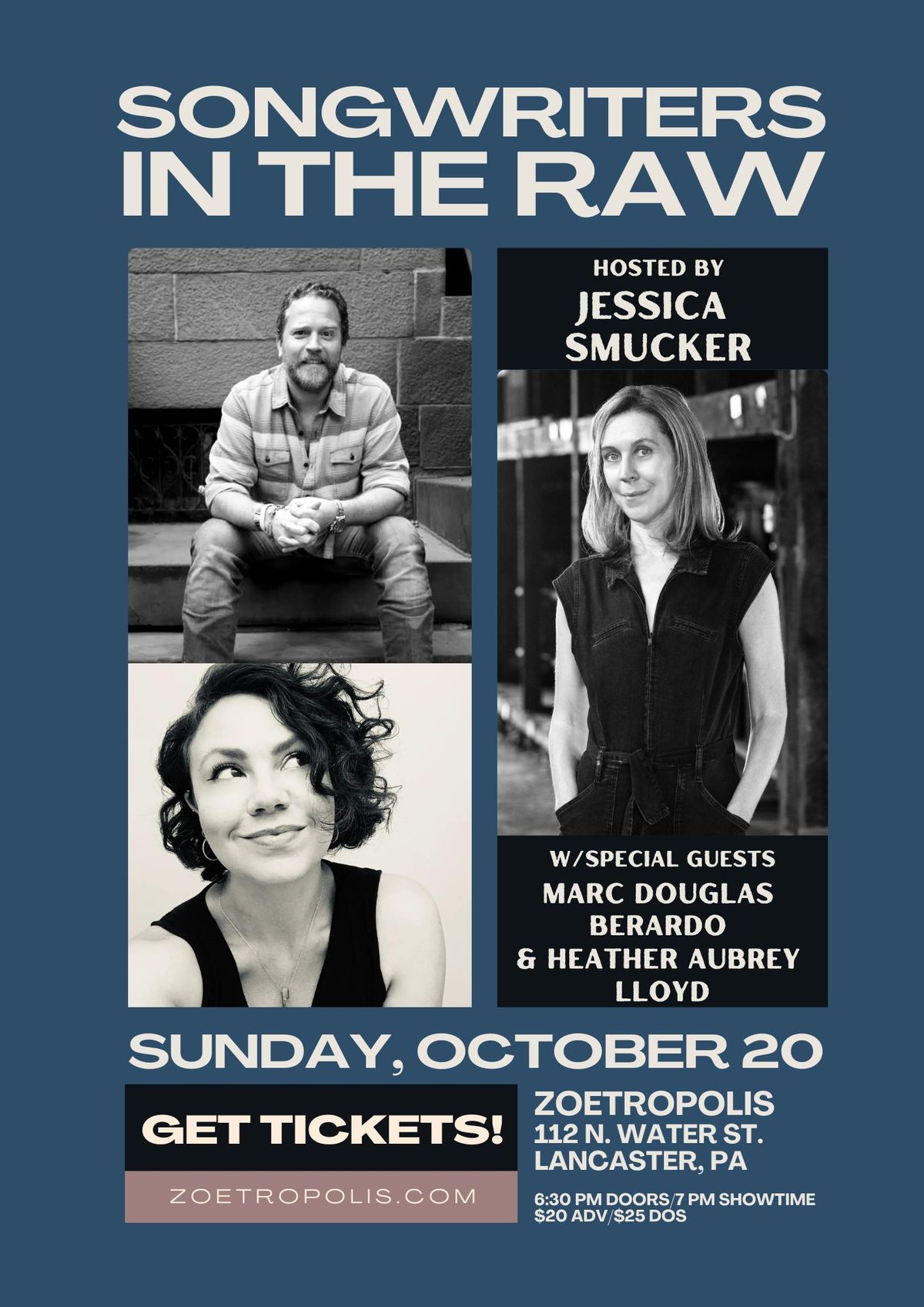 Songwriters In The Raw w\/Jessica Smucker, Marc Douglas Berardo, and Heather Aubrey Lloyd