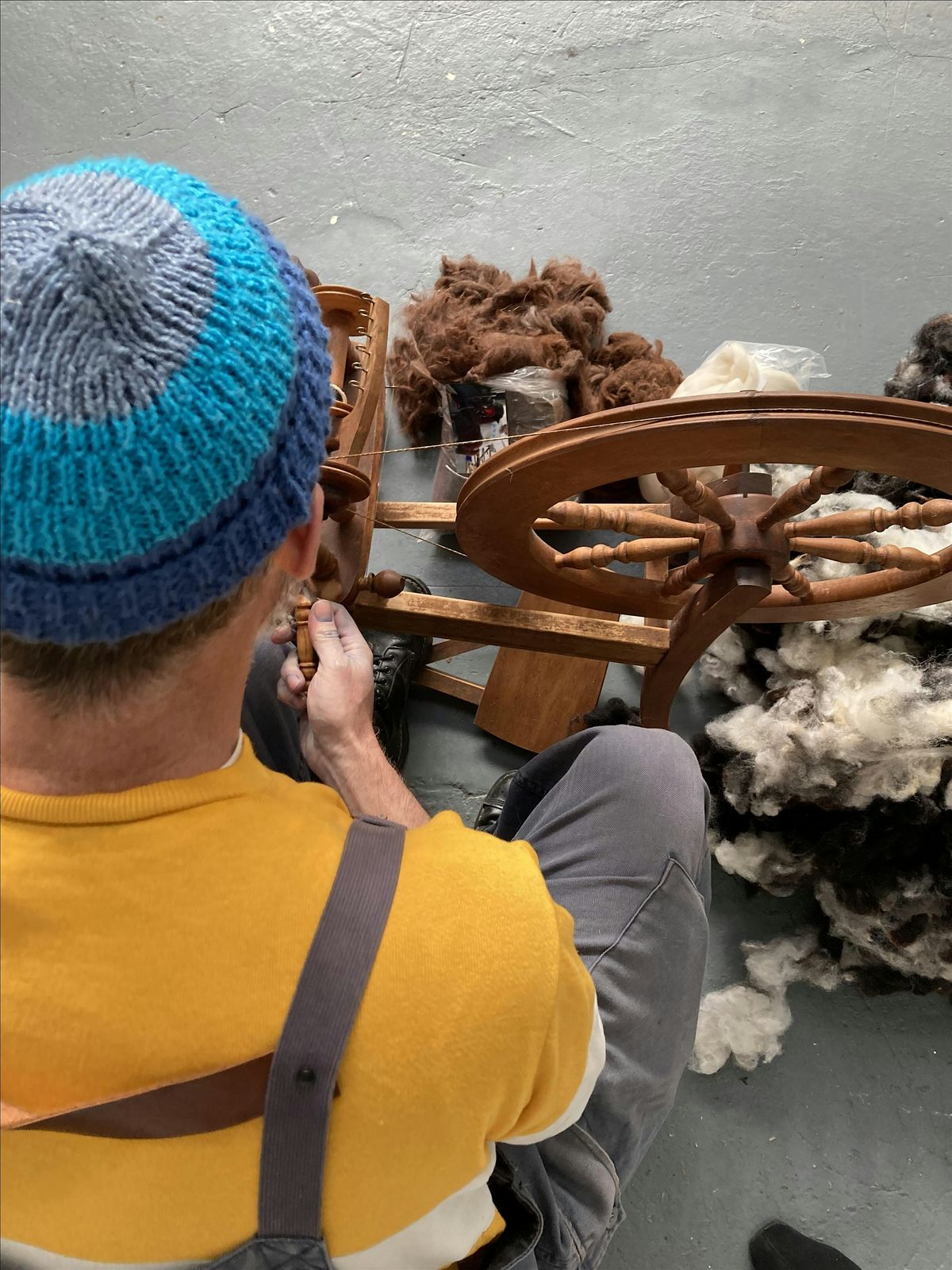 Introduction to spinning wool into yarn on a traditional spinning wheel