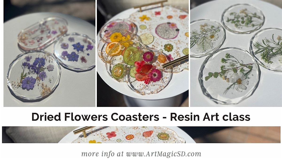 Floral Fusion | Epoxy Resin Art : Coasters - casting dry flowers and fruits