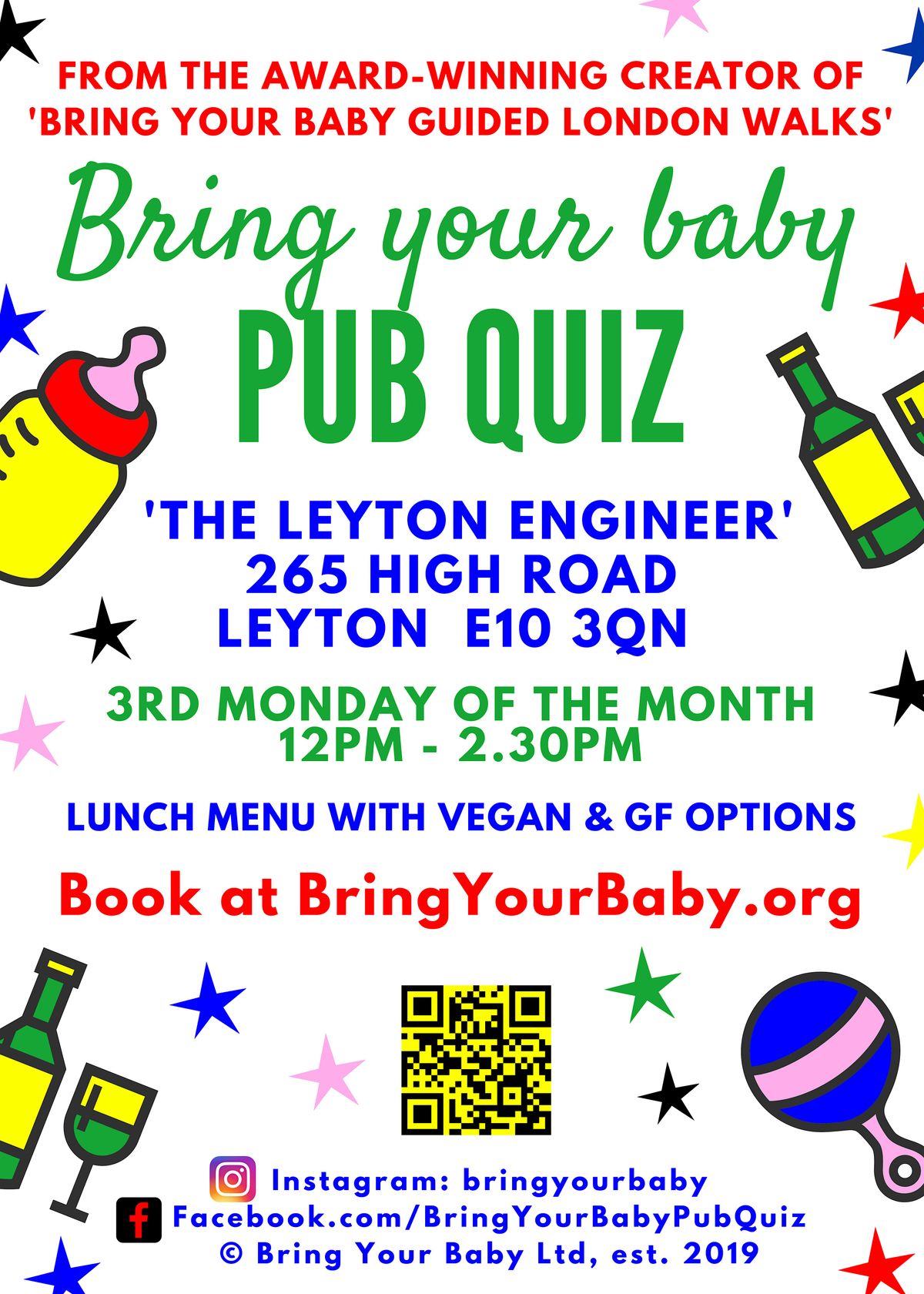 BRING YOUR BABY PUB QUIZ @ The Leyton Engineer, LEYTON (E10) near WANSTEAD