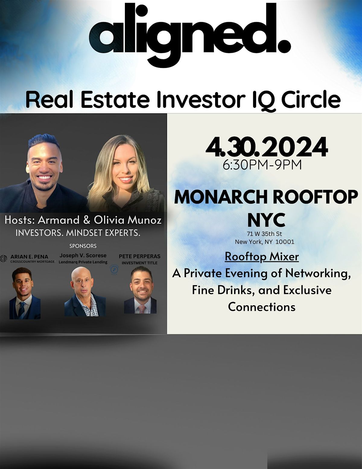 ALIGNED Real Estate Investors NYC Rooftop Mixer Networking Exclusive Meetup