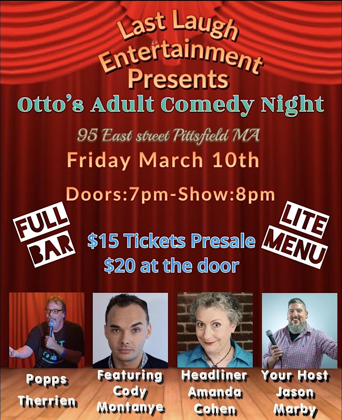 Comedy Night at Otto’s Kitchen and Comfort, Otto's Kitchen & Comfort, Pittsfield, 10 March 2023