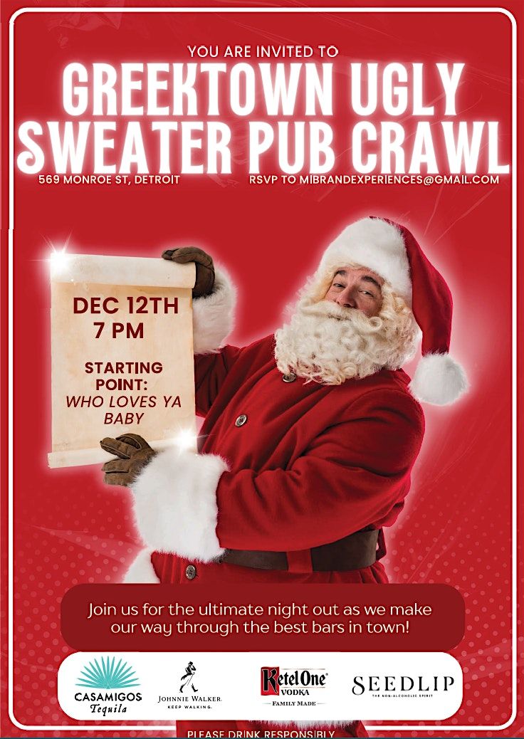 Greektown ugly sweater pub crawl