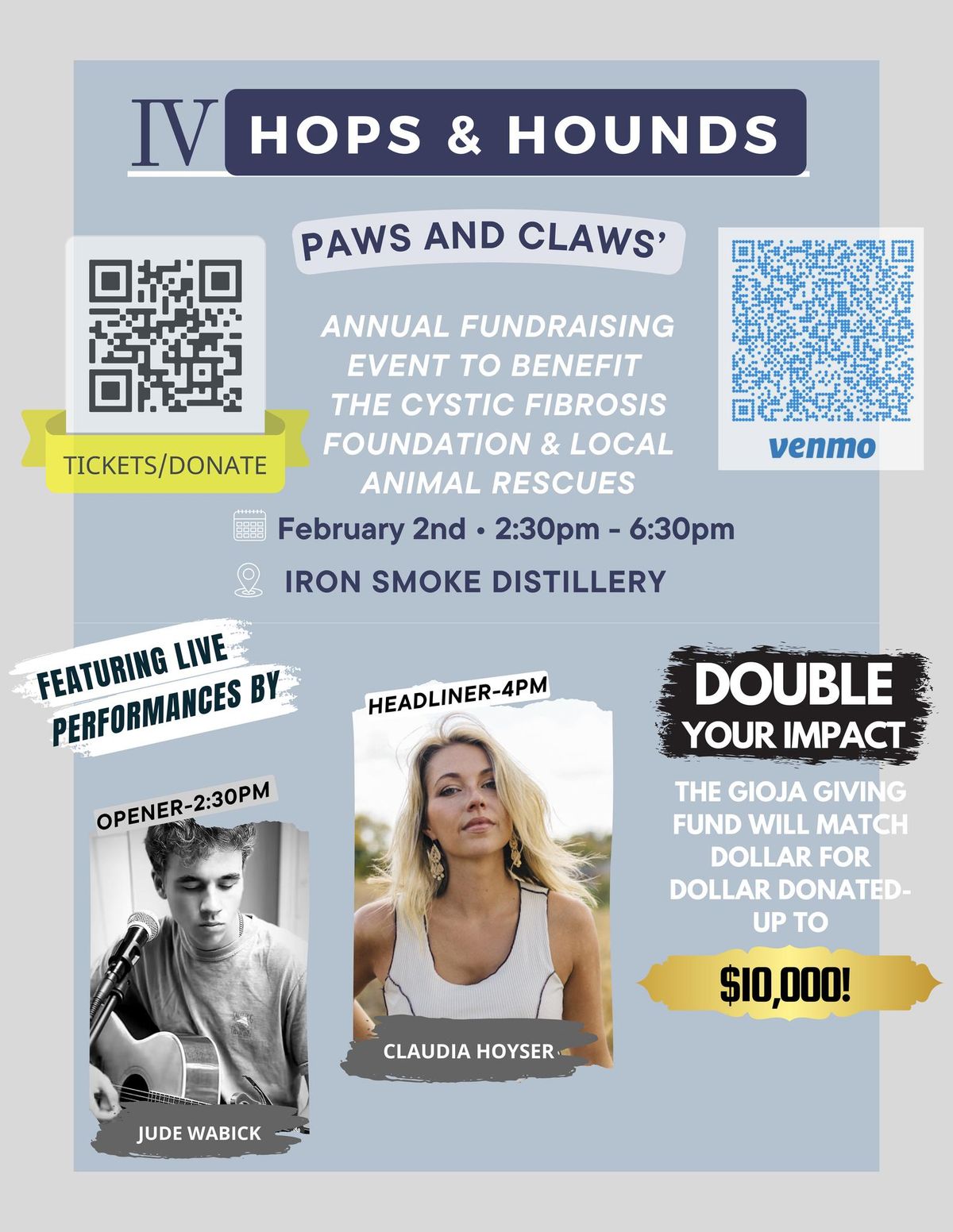 Claudia Hoyser Acoustic at Iron Smoke for Hops & Hounds Fundraiser! Support from Jude Wabick