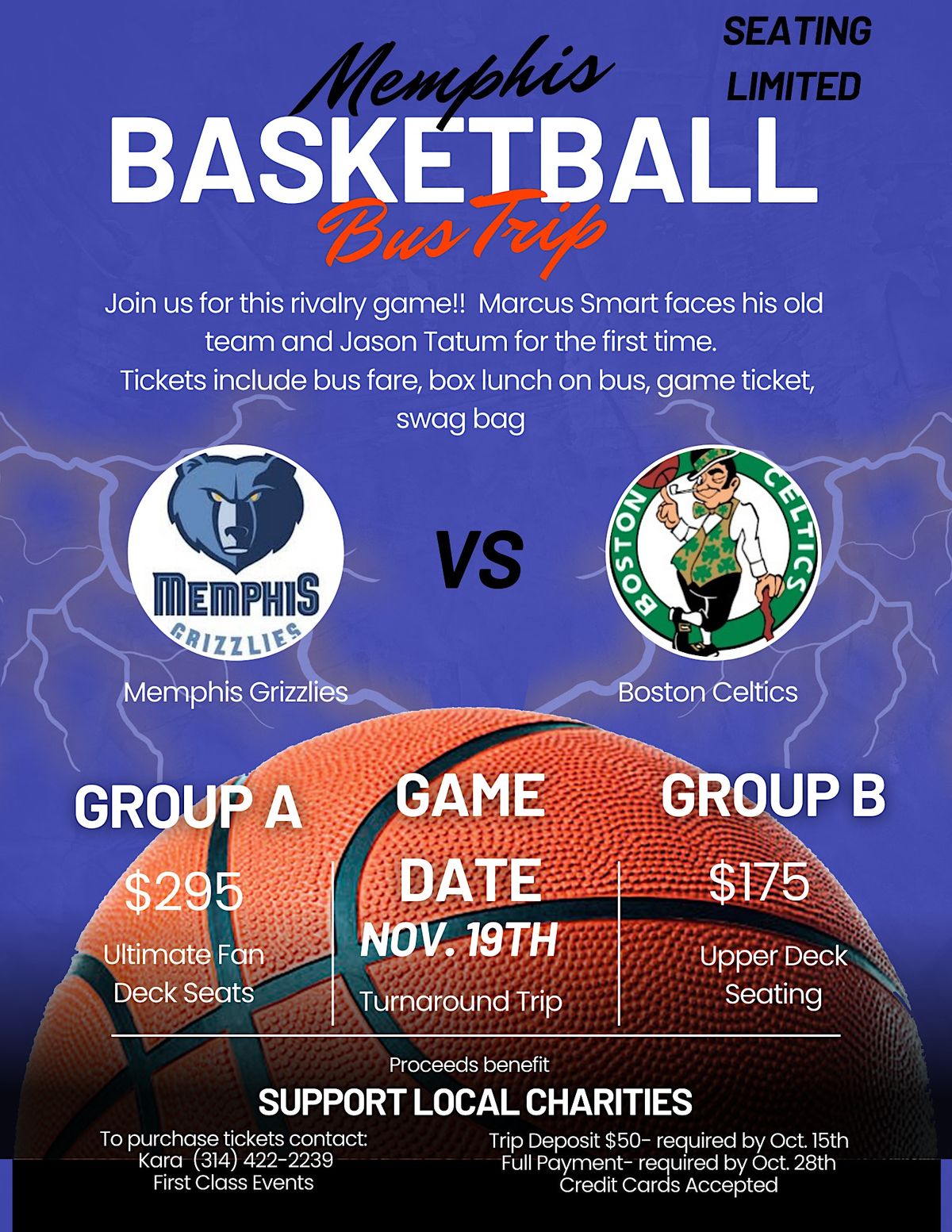 Memphis Grizzles vs Boston Celtics - Bus Trip