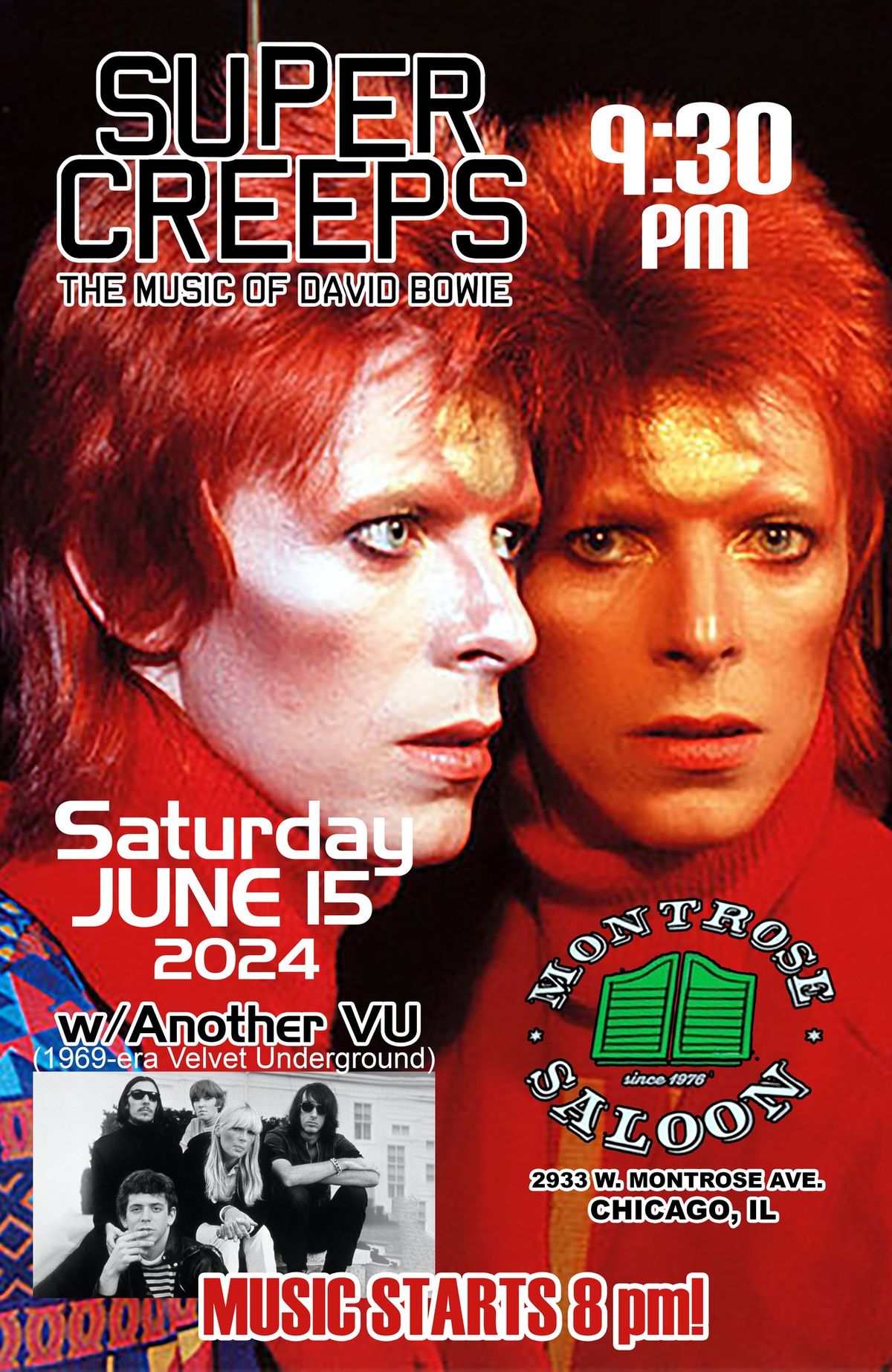 Super Creeps & Another VU (Bowie & Velvets) Sat June 15th at Montrose Saloon!