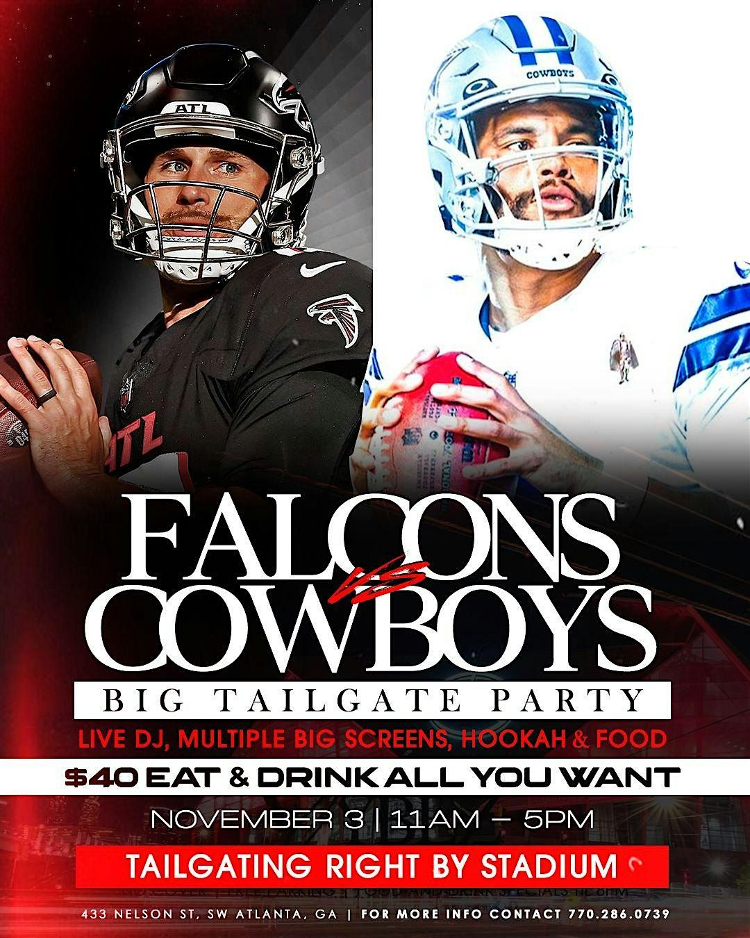 FALCONS VS COWBOYS BIG TAILGATE PARTY- RIGHT BY STADIUM