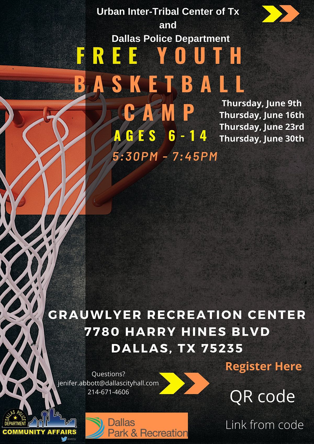 Dallas PD and UITCT Free Youth Basketball Camp