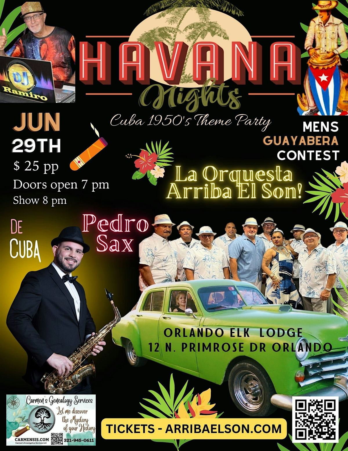 Havana Nights - Cuba Theme Party - Men's Guayabera Contest -SAT Jun 29th