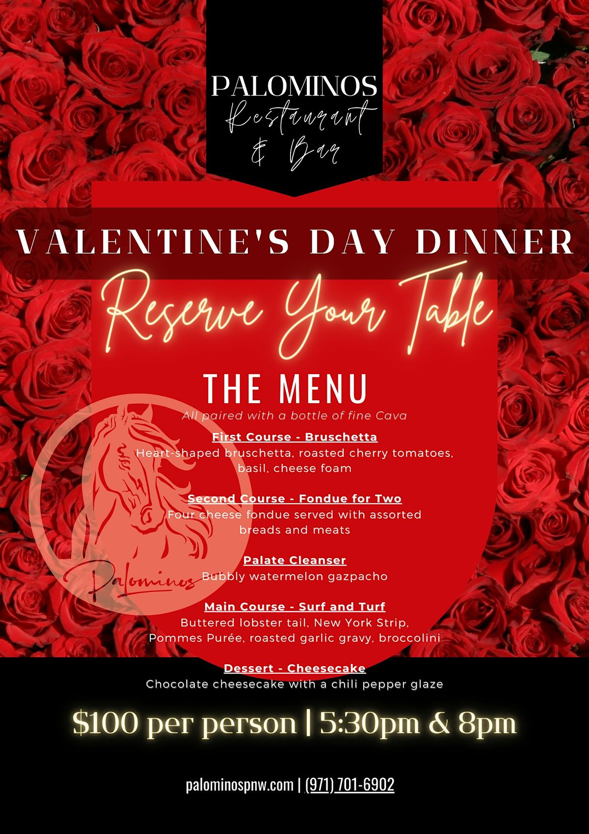 Valentines Day Dinner, Palominos Restaurant & Bar, Salem, 14 February 2024