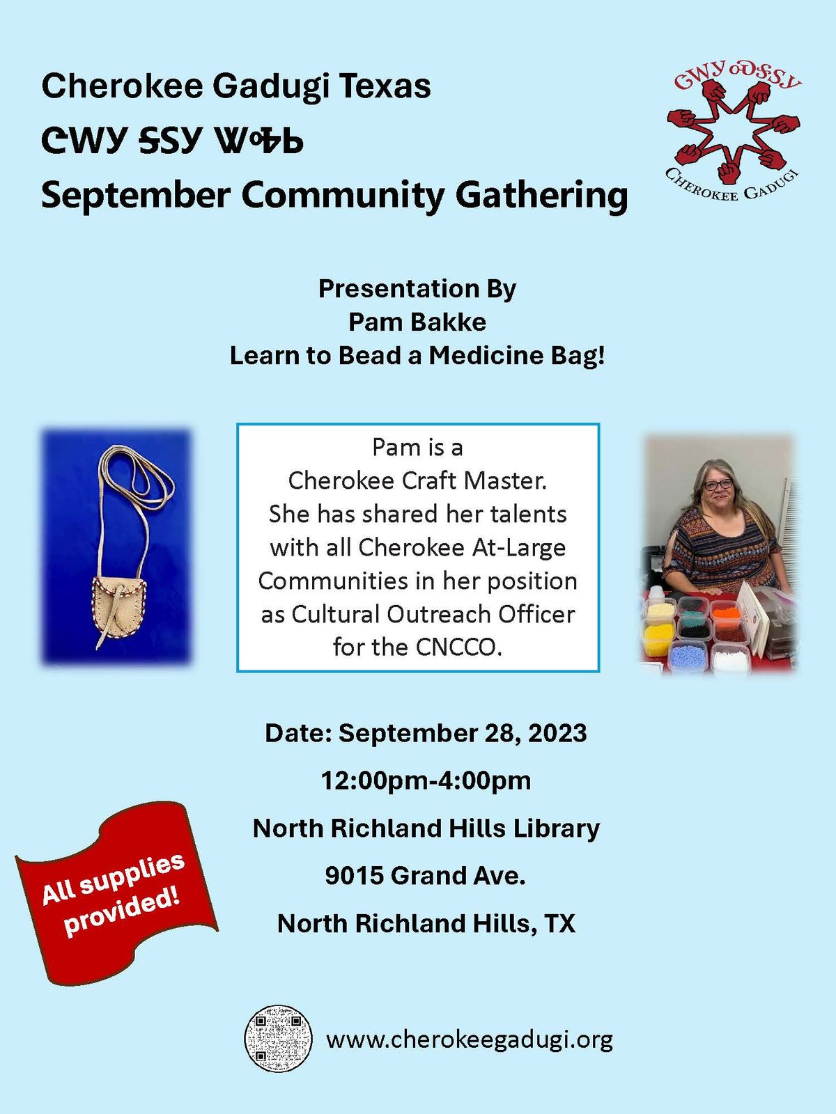 September Community Gathering: Learn to Bead a Medicine Bag