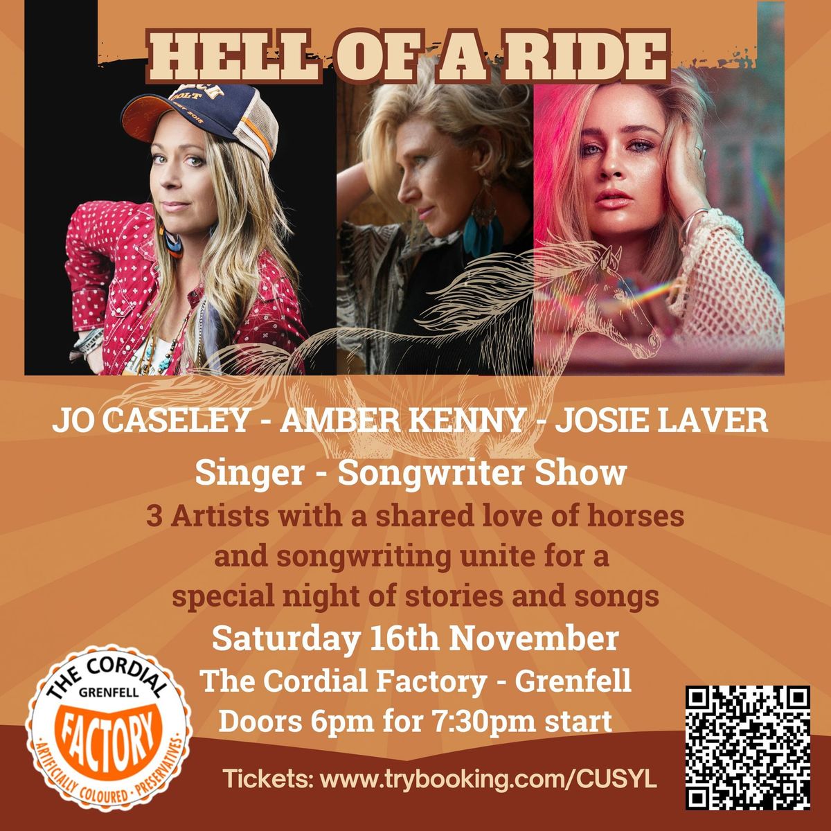 Hell of a Ride - Jo Caseley, Amber Kenny & Josie Laver @ The Cordial Factory Grenfell