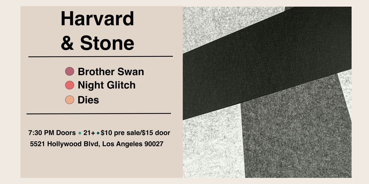 Brother Swan, Night Glitch, and Dies @ Harvard & Stone!