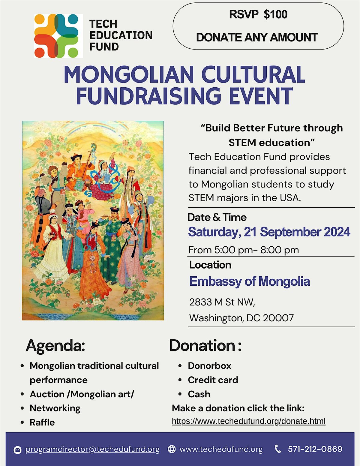 Mongolian Cultural and Fundraising Event for Tech Education Fund NGO