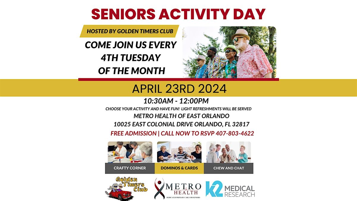 Free Seniors Activity Day hosted by the Golden Timers Club at Metro Health