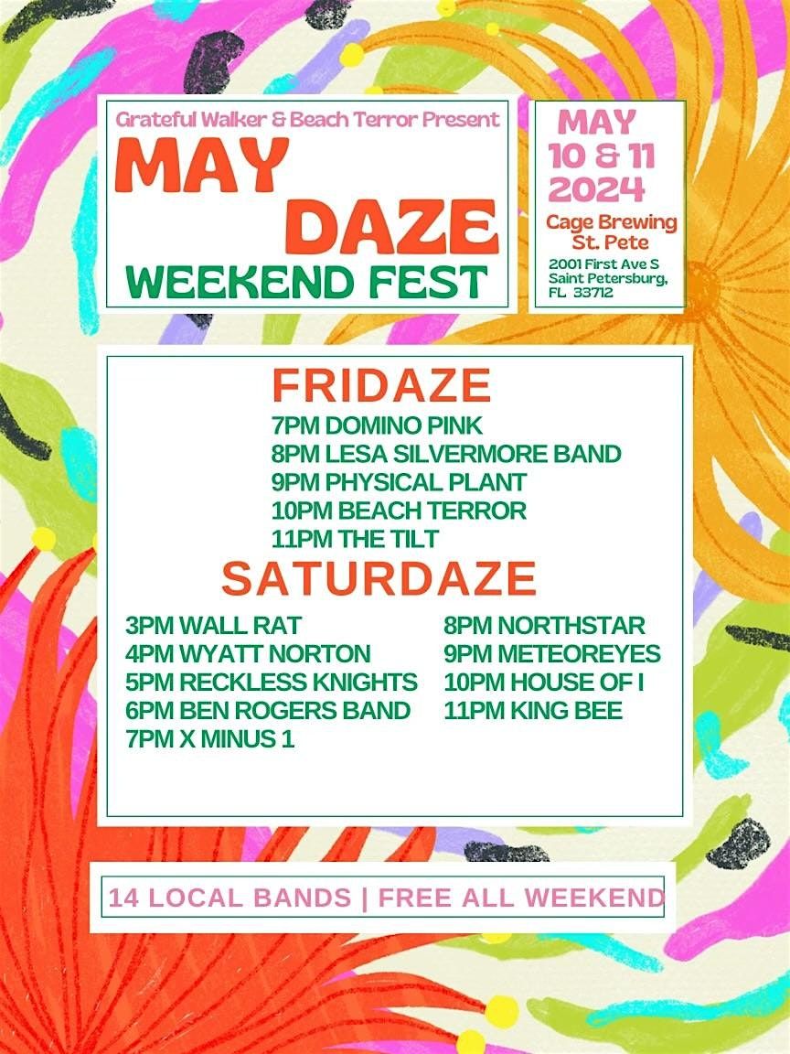 MAY DAZE MUSIC FEST 2024 | Cage Brewing, St. Petersburg, FL | MAY 10-11 | FREE ADMISSION |