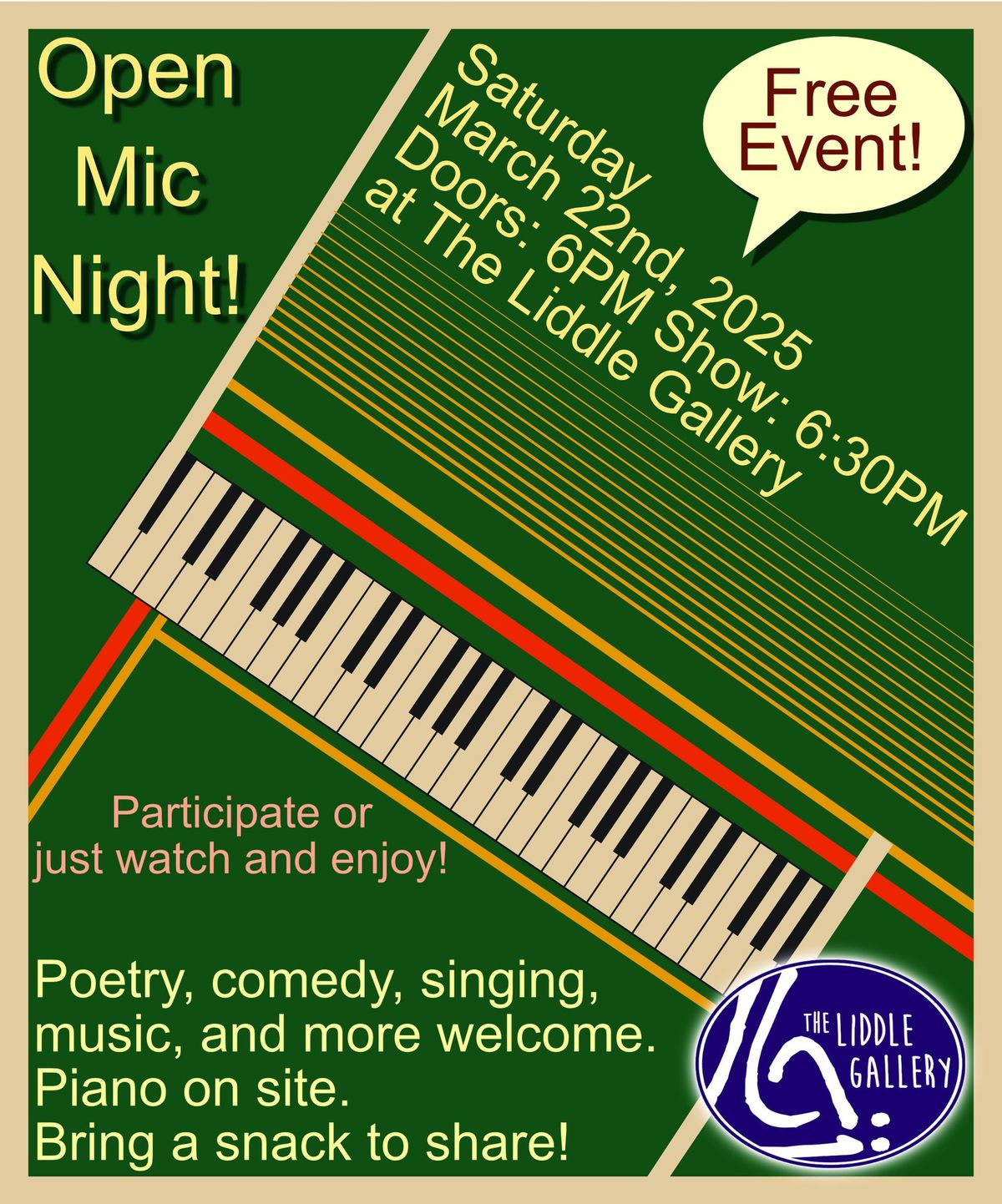 Open Mic Night at The Liddle Gallery! (March)