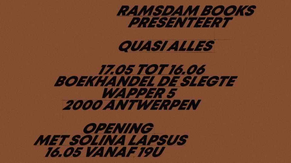 RAMSDAM BOOKS - QUASI ALLES (Expo + opening)
