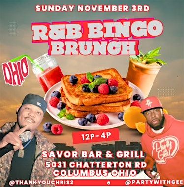 R&B BINGO BRUNCH Vol 2! COLUMBUS OHIO EDITION! HOSTED BY THANK YOU CHRIS