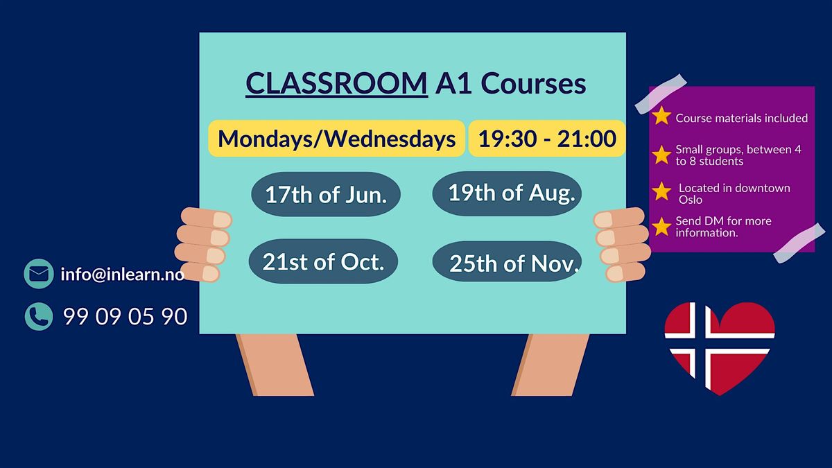 A1 Norwegian Beginner Course in Oslo Mondays\/Wednesdays