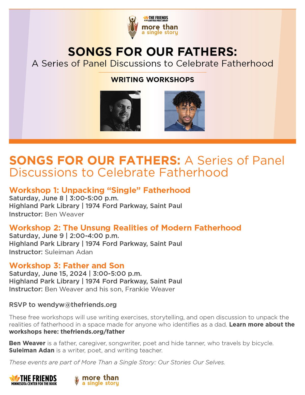 SONGS FOR OUR FATHERS: Writing Workshops