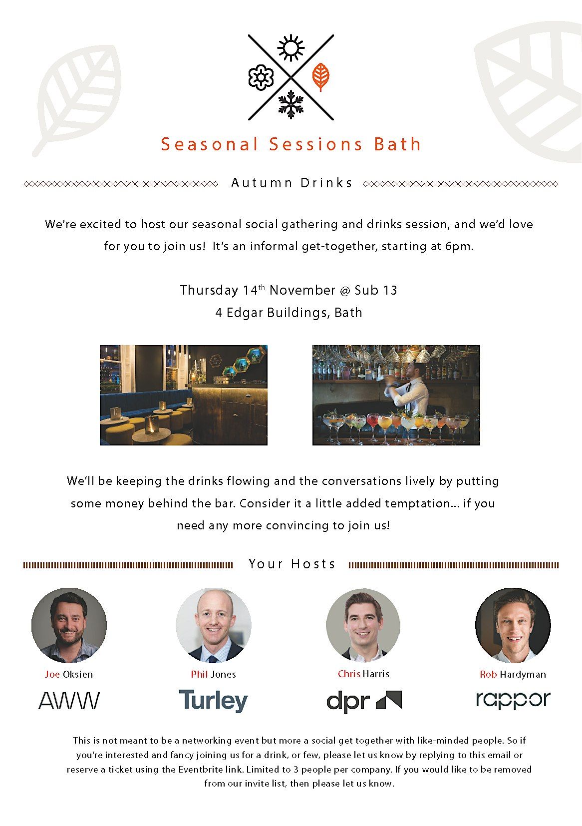 Seasonal Sessions Bath - Autumn Drinks 2024