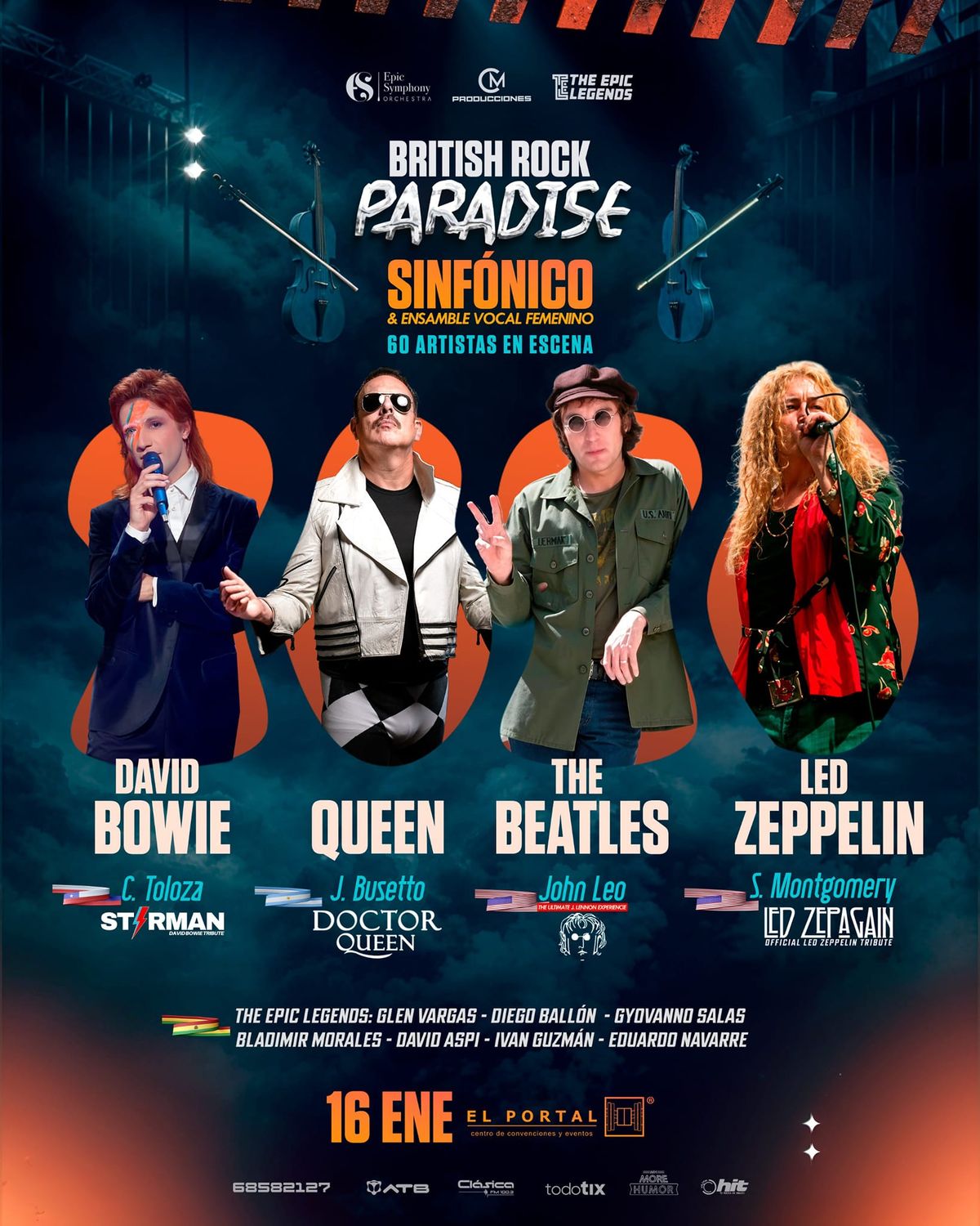 British Rock Paradise Sinf\u00f3nico - Queen - The Beatles - Led Zeppelin y David Bowie. 