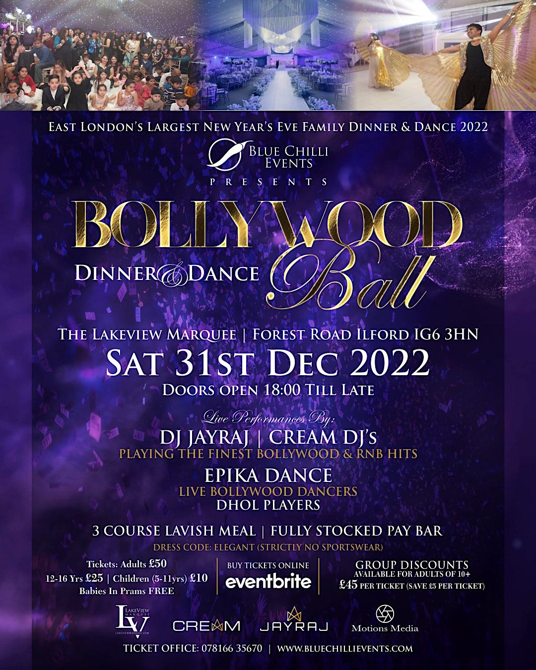 LONDON NYE BOLLYWOOD 2022 Dinner and Dance!, The Lakeview Marquee