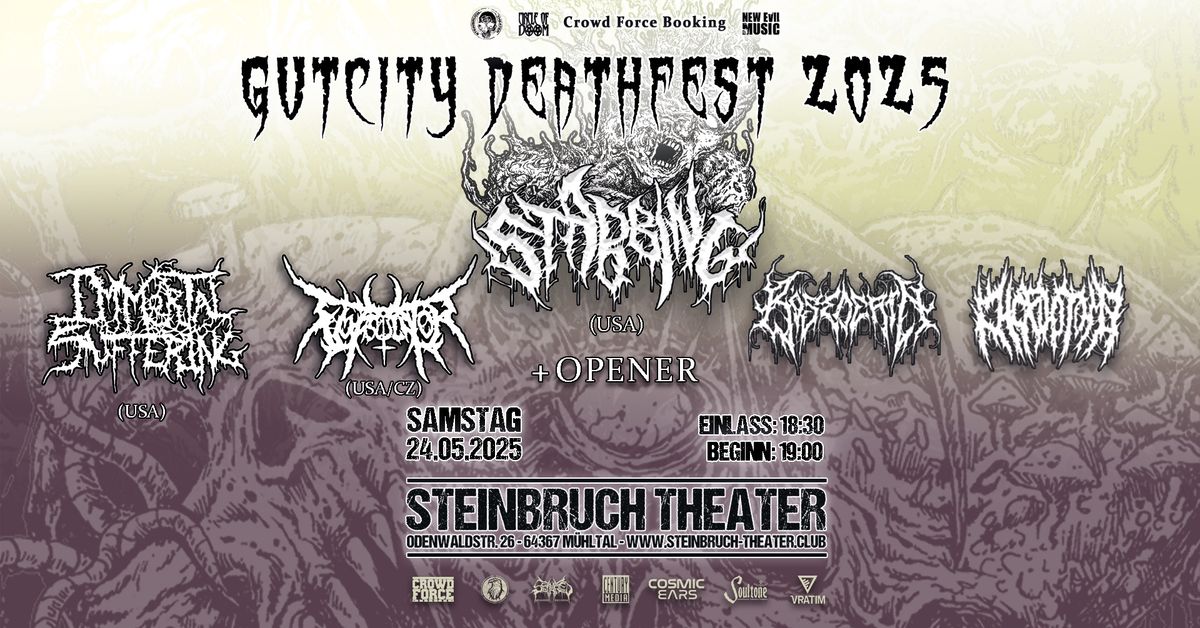 Live: Gutcity Deathfest 2025 mit Stabbing (USA), Immortal Suffering (USA), B\u00f6sedeath, uvm!