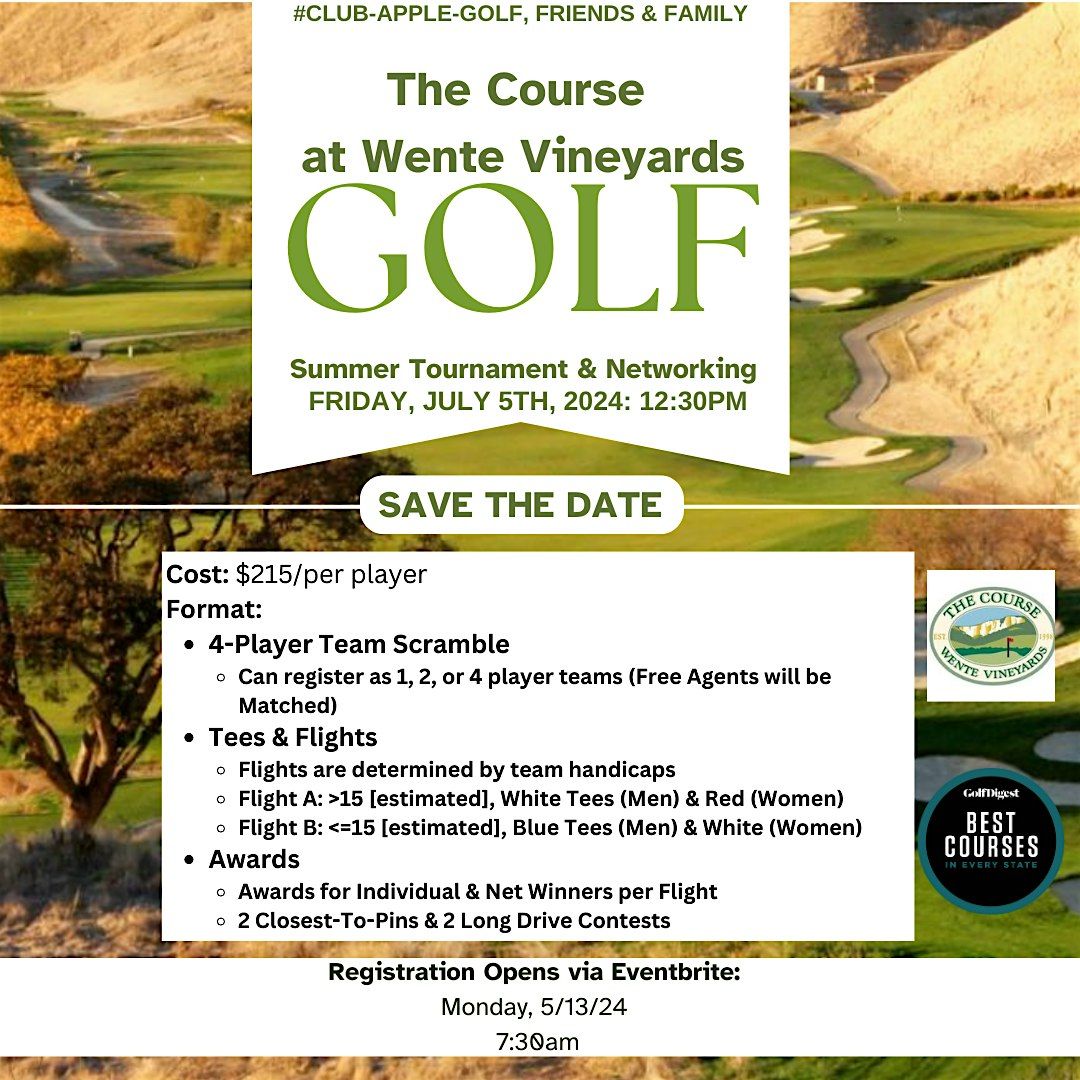 Summer '24 Golf & Networking Tourney @ Wente Vineyards