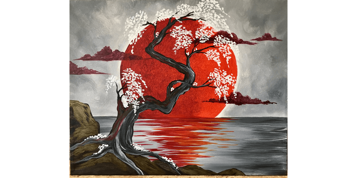 Japanese Crimson Moon - Paint and Sip in Fishkill | Classpop!\u2122