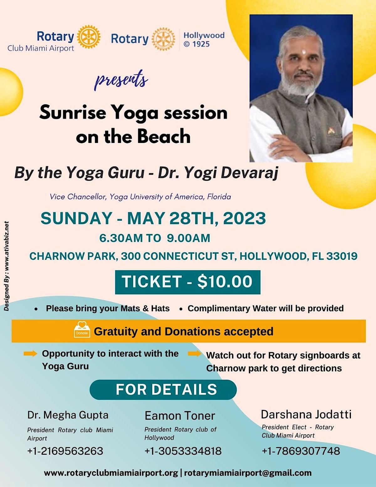 Sunrise Yoga session on the beach with Yoga Guru Dr. Yogi Devaraj