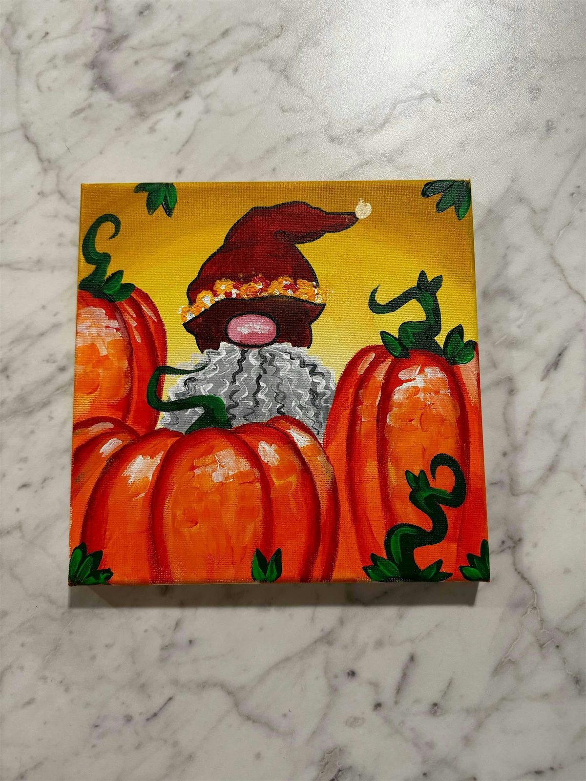 Gnome with Pumpkins Instructed Painting