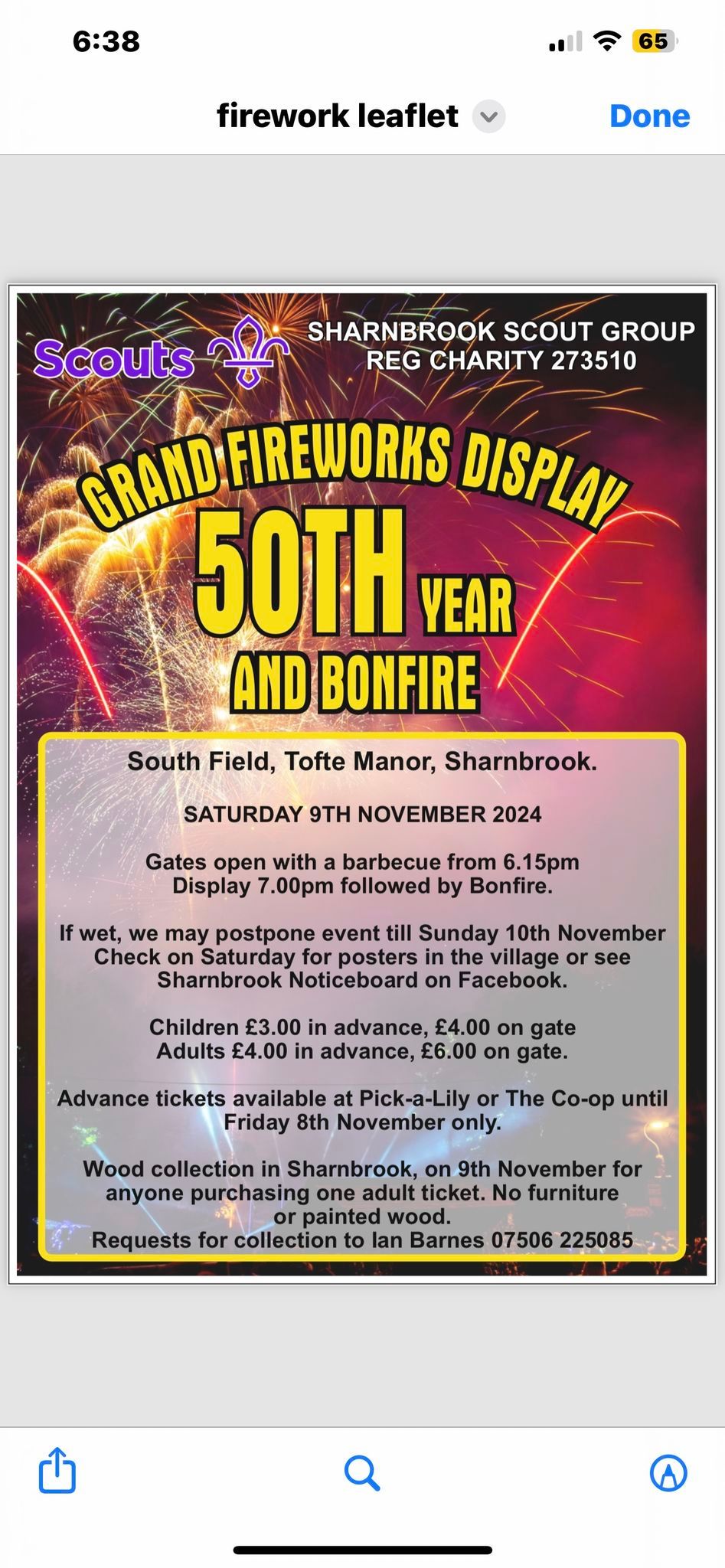 Sharnbrook Scouts 50th Fireworks Display and Bonfire