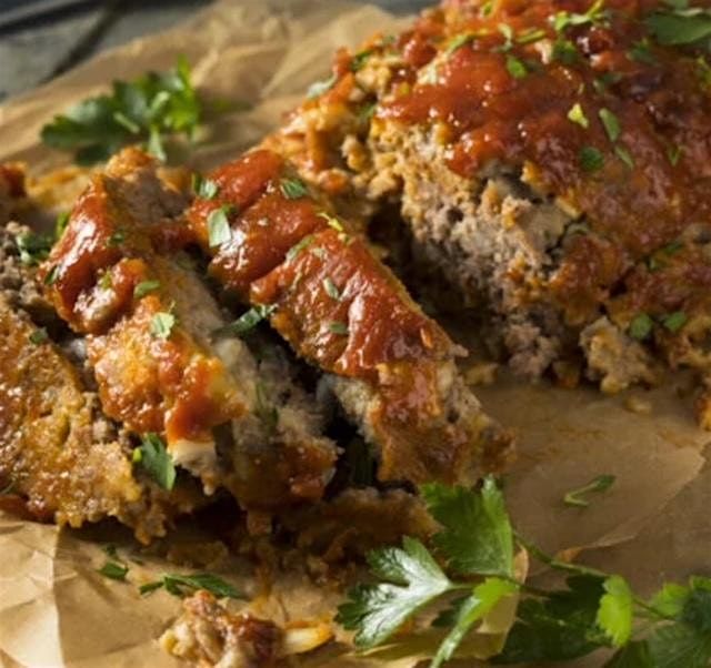 Tuscan  Meatloaf , Parmesan Potatoes & Brussel Sprouts with Pancetta