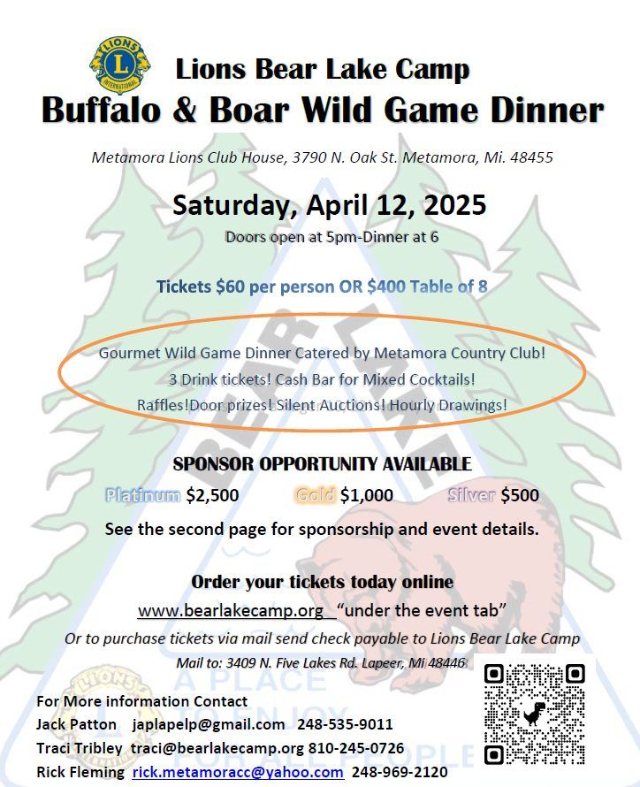 Buffalo & Boar Wild Game Dinner