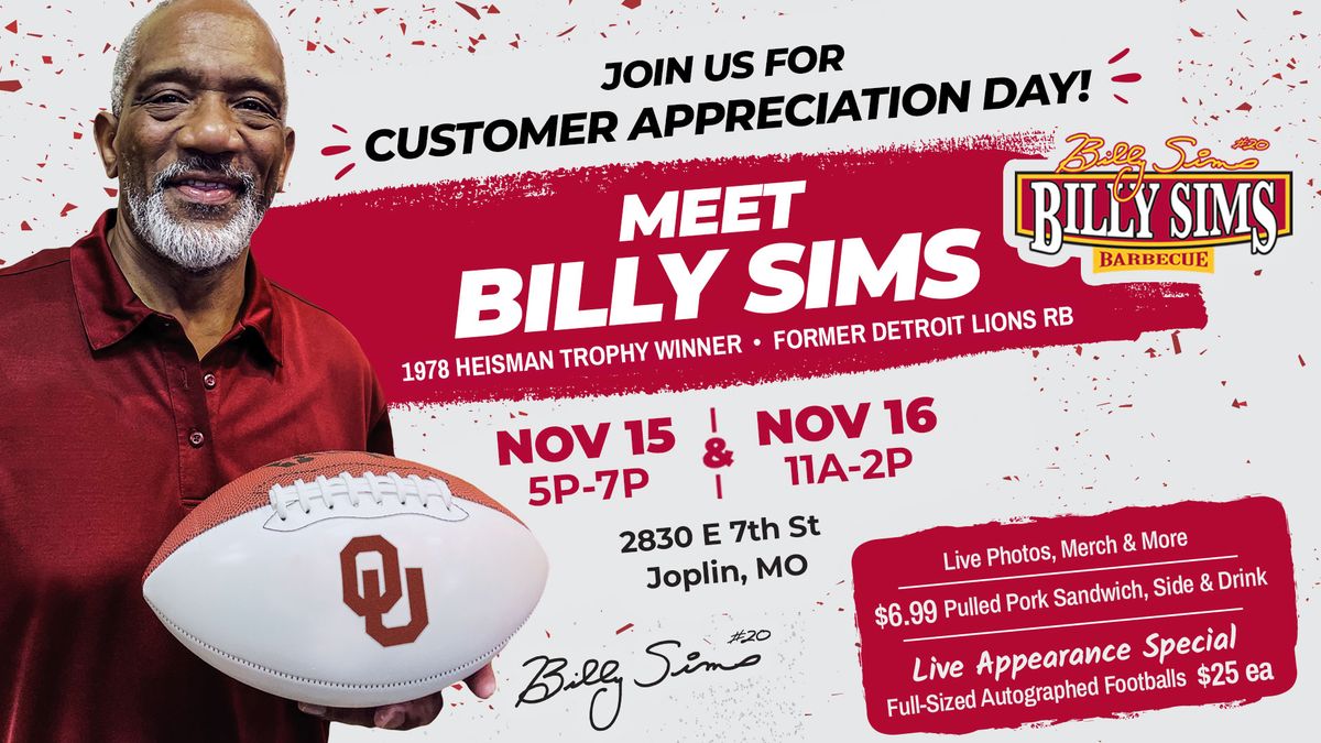 Meet & Greet - OU Sooner Legend Billy Sims (Joplin, MO)