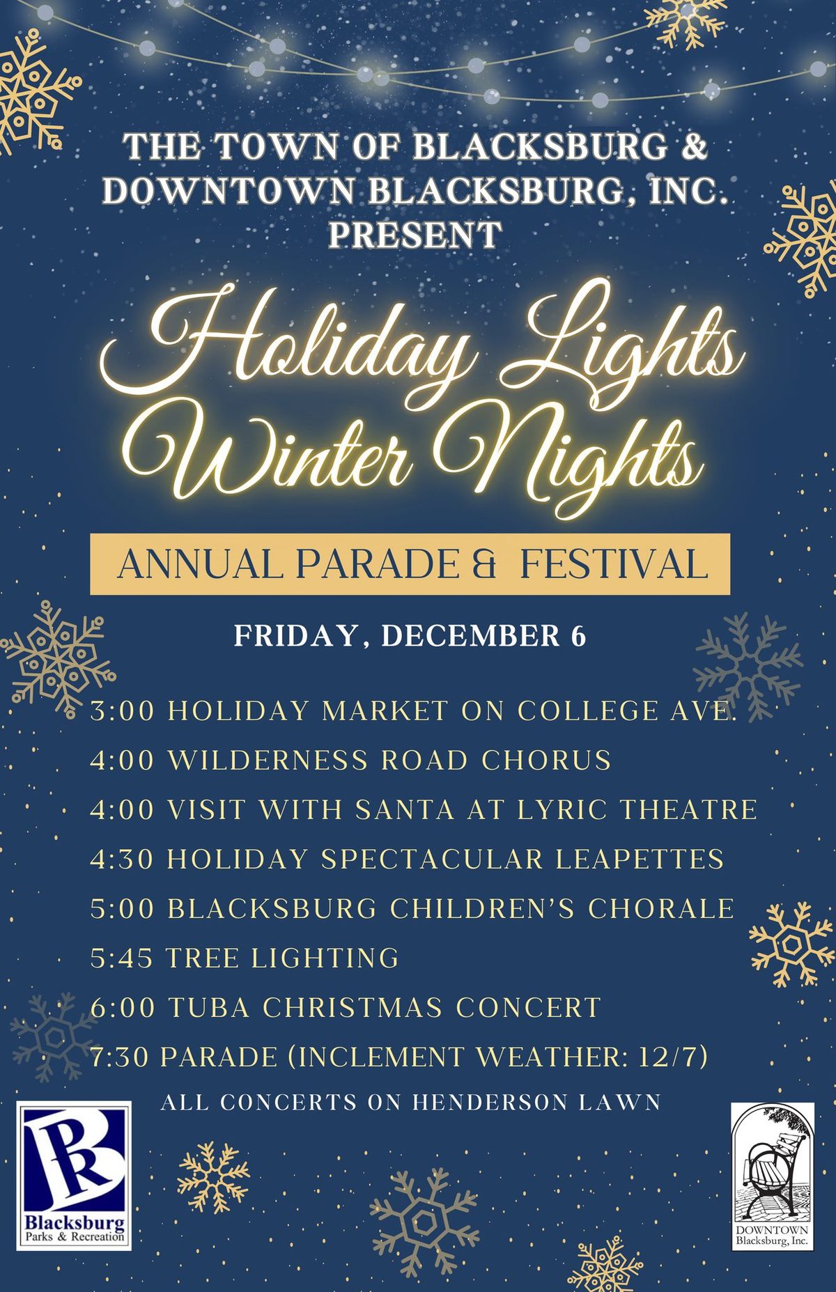 Winter Lights Festival and Annual Parade, 318 N. Main St, Blacksburg