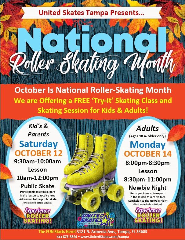 National Roller Skating Month FREE Adult Lesson