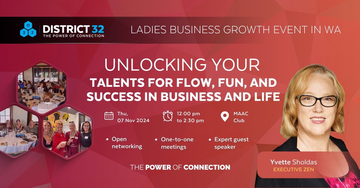 District32 Ladies Business Growth Event - Perth - Thu 07 Nov